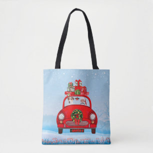 Jack Russell Hund im Auto mit dem Weihnachtsmann