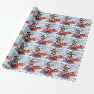 Jack Russell Hund im Schlitten Lass es schneien We Geschenkpapier