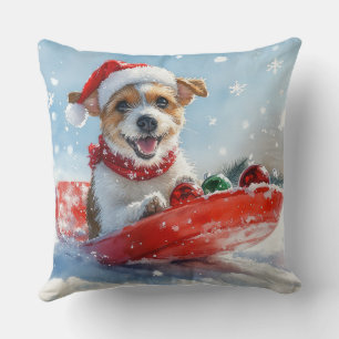 Jack Russell Hund im Schlitten Lass es schneien We Kissen