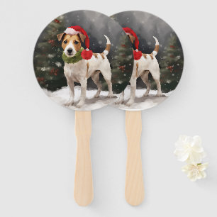 Jack-Russell-Hund im Schnee Weihnachten Fächer