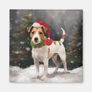 Jack Russell Hund im Schnee Weihnachten Magnet