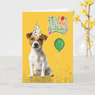 Jack Russell Hund Partyhut Gelb Geburtstag Karte