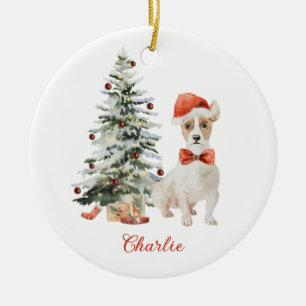 Jack Russell Hund personalisierter Weihnachts-Schm Keramik Ornament