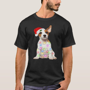 Jack Russell Hund Santa Weihnachtsbaum Lichter Xma T-Shirt