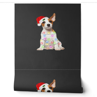 Jack Russell Hund Santa Weihnachtsbaum Lichter Xma Tapete
