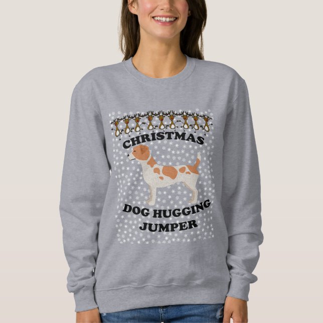 Jack Russell Hund Weihnachts-Hund umarmt Sweatshirt (Vorderseite)