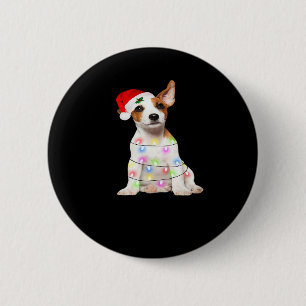 Jack Russell Hund Weihnachtsbaum Lichter Weihnacht Button