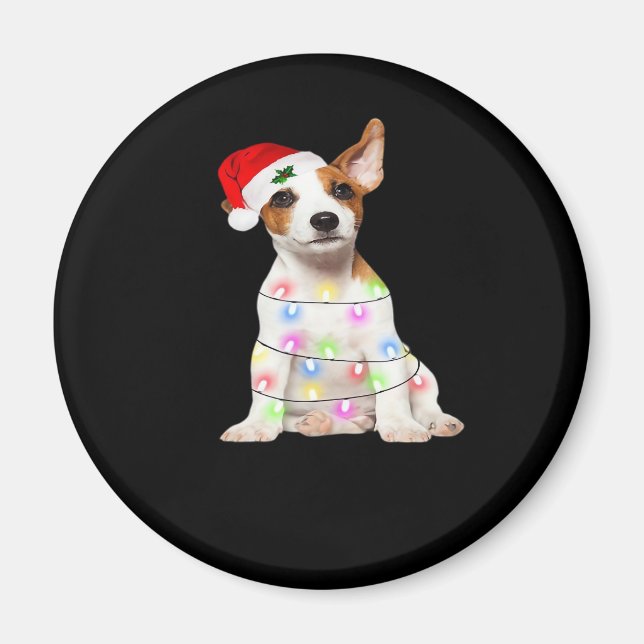 Jack Russell Hund Weihnachtsbaum Lichter Weihnacht Magnet (Vorne)