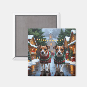 Jack Russell Hunde Weihnachten Schnee Feiertag Magnet