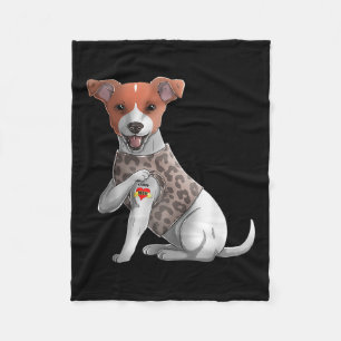 Jack Russell I Liebe Mama Tattoo Hundeshirt Funny  Fleecedecke