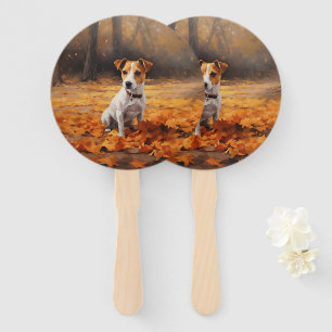 Jack Russell im Herbst Leaves Fall Inspiriert Fächer