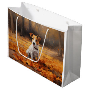 Jack Russell im Herbst Leaves Fall Inspiriert Große Geschenktüte