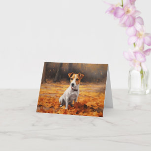 Jack Russell im Herbst Leaves Fall Inspiriert Karte
