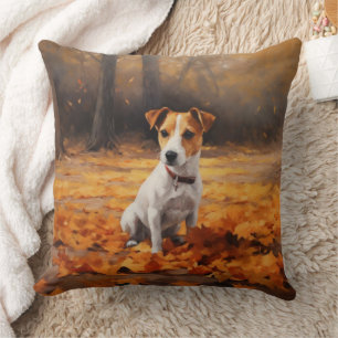 Jack Russell im Herbst Leaves Fall Inspiriert Kissen