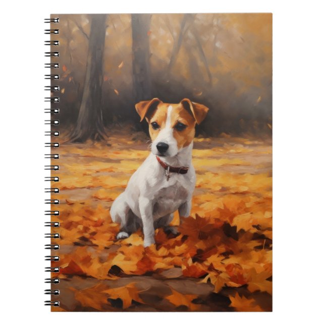 Jack Russell im Herbst Leaves Fall Inspiriert Notizblock (Vorderseite)