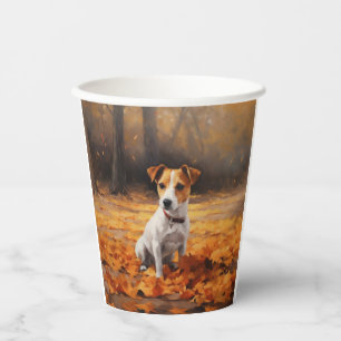 Jack Russell im Herbst Leaves Fall Inspiriert Pappbecher