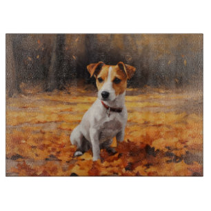 Jack Russell im Herbst Leaves Fall Inspiriert Schneidebrett