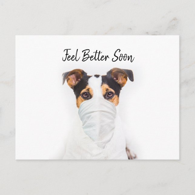 Jack Russell in Bandana Maske wird gut Postkarte (Vorderseite)