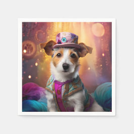 Jack Russell in farbenfrohen Kostümen Serviette