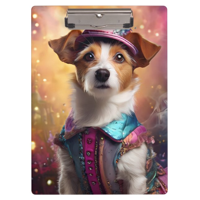 Jack Russell in lebendiger Kostüm Klemmbrett (Vorderseite)