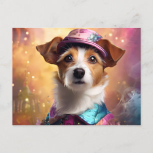 Jack Russell in lebendiger Kostüm Postkarte