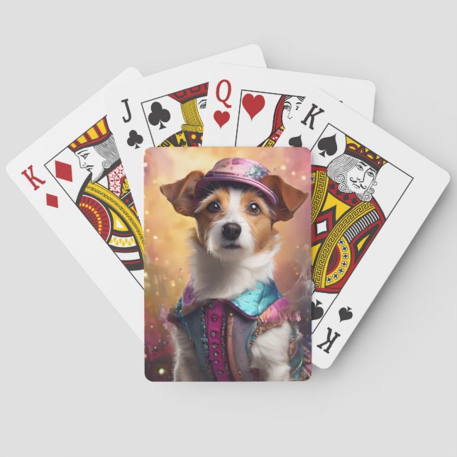 Jack Russell in lebendiger Kostüm Spielkarten (Rückseite)