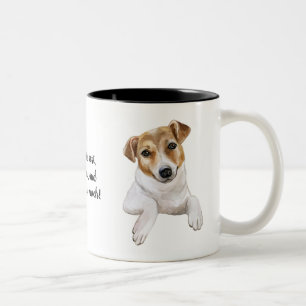 Jack Russell L I Liebe Sie personalisieren, Zweifarbige Tasse