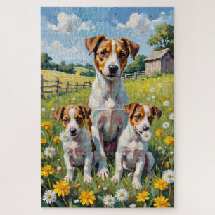 Jack Russell Löwenzahnfeld Kunst Puzzle