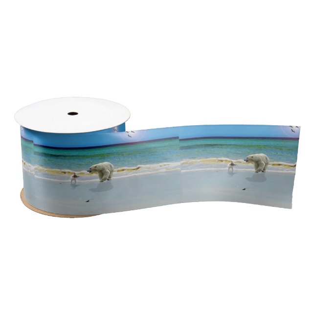 Jack Russell Meet Polar Bear, Satin Ribbon Satinband (Spule)