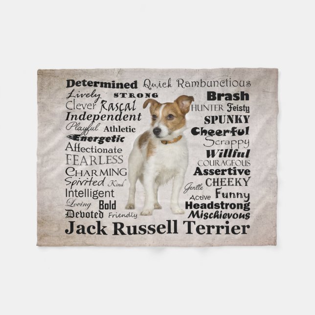 Jack-Russell-Merkmal-Fleece-Decke Fleecedecke (Vorderseite (Horizontal))