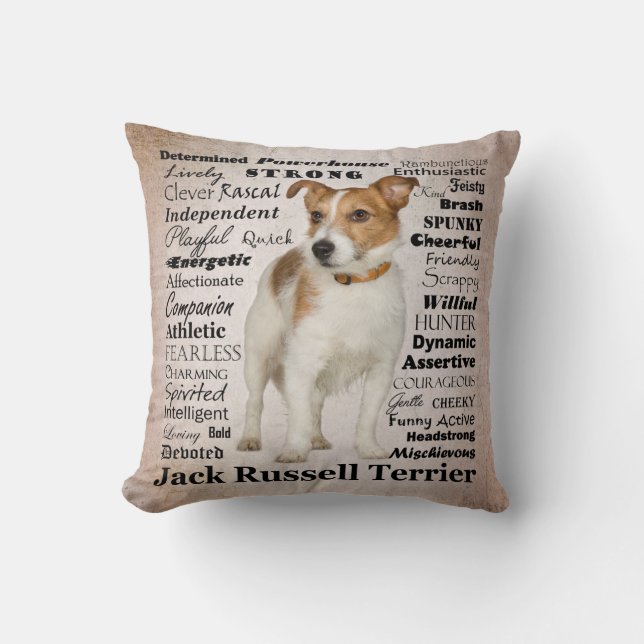 Jack-Russell-Merkmal-Kissen Kissen (Vorderseite)