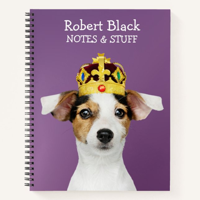 Jack Russell mit einem KronenNotebook Notizbuch (Vorderseite)