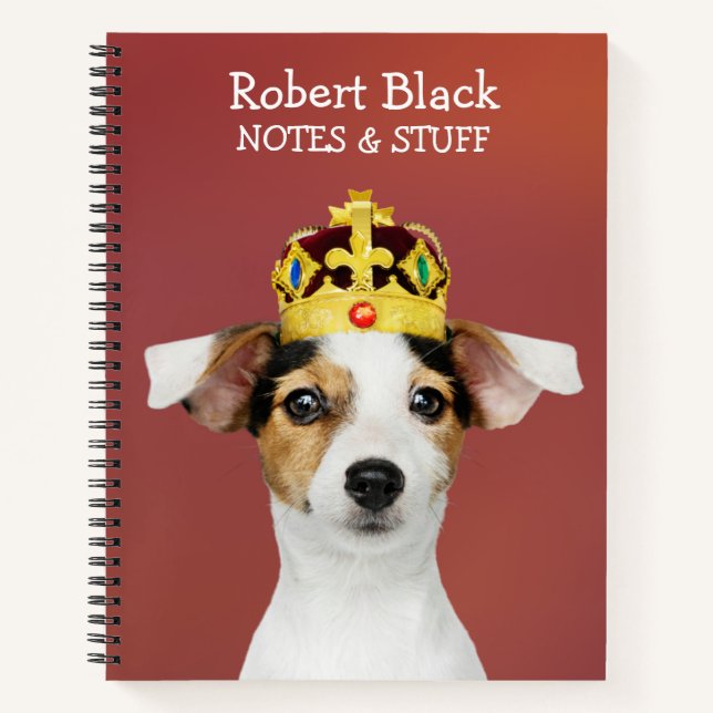 Jack Russell mit einem KronenNotebook Notizbuch (Vorderseite)
