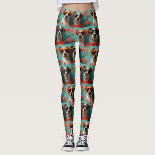 Jack Russell mit Herz Rosen Valentinstag Leggings