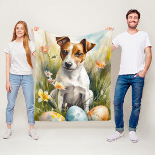 Jack Russell mit Ostereiern Fleecedecke