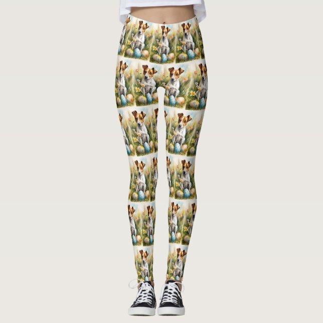 Jack Russell mit Ostereiern Leggings (Vorderseite)