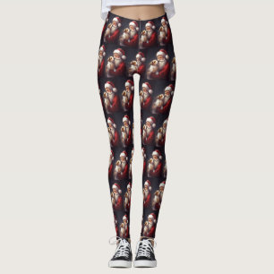 Jack Russell mit Santa Claus Festive Weihnachten Leggings