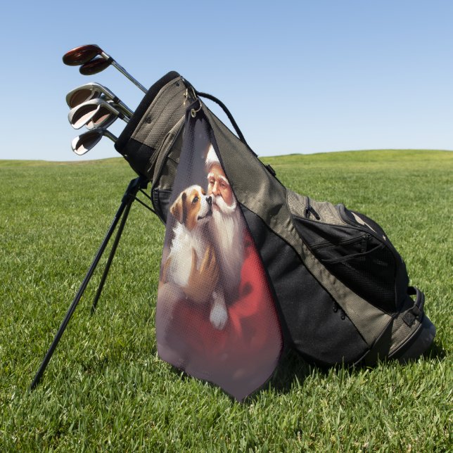 Jack Russell mit Weihnachtsmann Weihnachten Golfhandtuch (Gras)