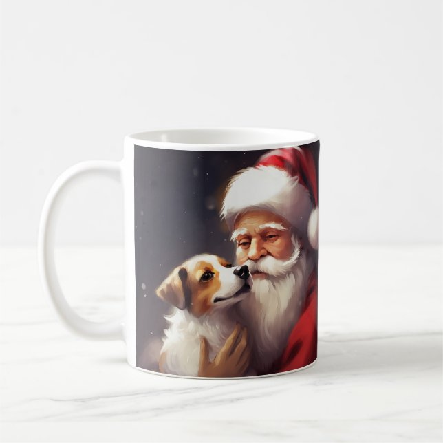 Jack Russell mit Weihnachtsmann Weihnachten Kaffeetasse (Links)