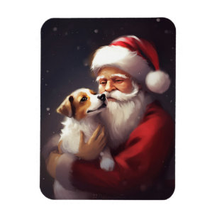 Jack Russell mit Weihnachtsmann Weihnachten Magnet
