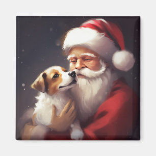 Jack Russell mit Weihnachtsmann Weihnachten Magnet