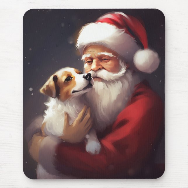 Jack Russell mit Weihnachtsmann Weihnachten Mousepad (Vorne)