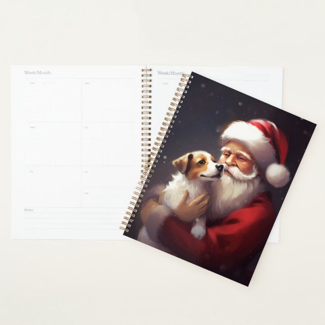 Jack Russell mit Weihnachtsmann Weihnachten Planer (Anzeige)