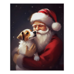 Jack Russell mit Weihnachtsmann Weihnachten Poster