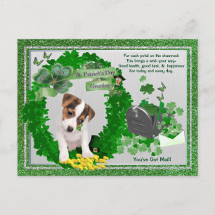 Jack Russell New Pup 1 St Patty's Sie haben Mail G Postkarte