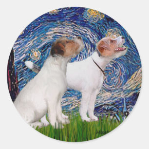 Jack Russell Paar 4 - Sternennacht Runder Aufkleber