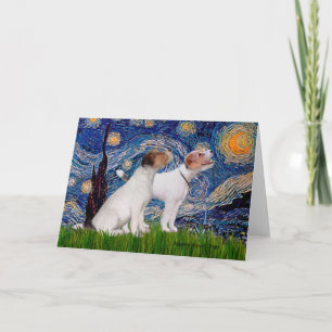 Jack Russell Pair 4 - Starry Night Karte