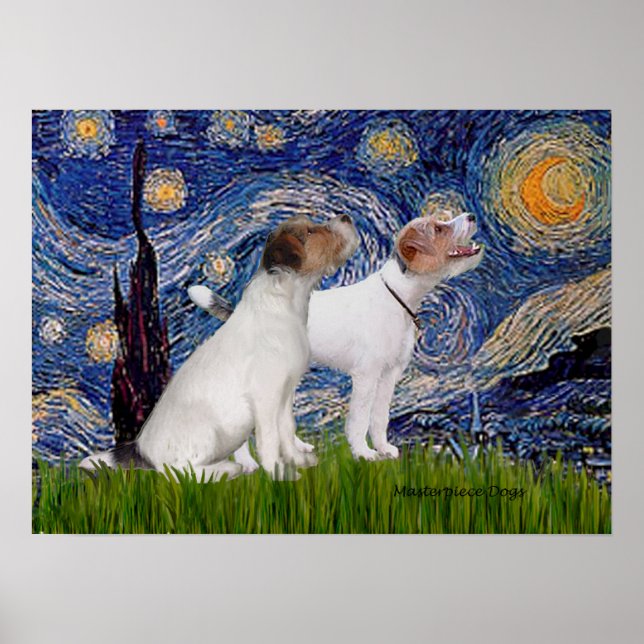 Jack Russell Pair 4 - Starry Night Poster (Vorne)
