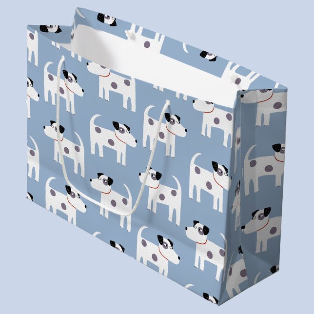 Jack Russell Parson Terrier Dog Pattern Große Geschenktüte (Jack Russell Parson Terrier dog pattern blue gift bag)