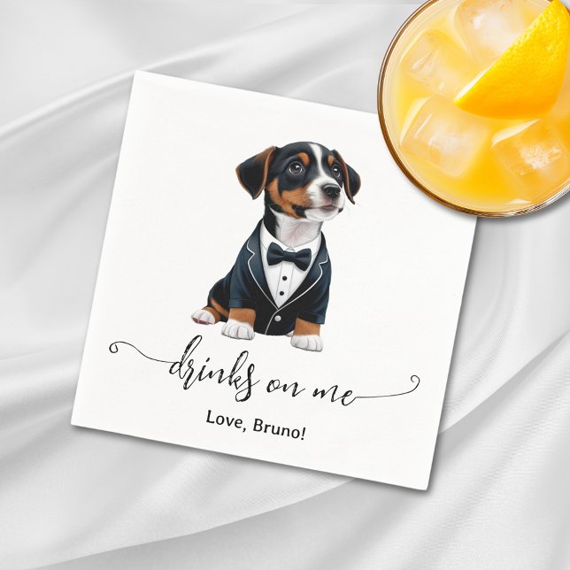Jack Russell Puppy Drinks auf meiner Hochzeit Serviette (Jack Russell Puppy Drinks On Me Wedding Napkins)